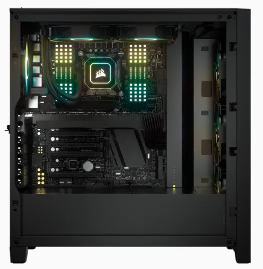 Corsair iCUE 4000X RGB, Midi Tower, PC, Black, ATX, EATX, micro ATX, Mini-ITX, Plastic, Steel, Tempered glass, Gaming