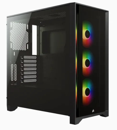 Corsair iCUE 4000X RGB, Midi Tower, PC, Black, ATX, EATX, micro ATX, Mini-ITX, Plastic, Steel, Tempered glass, Gaming