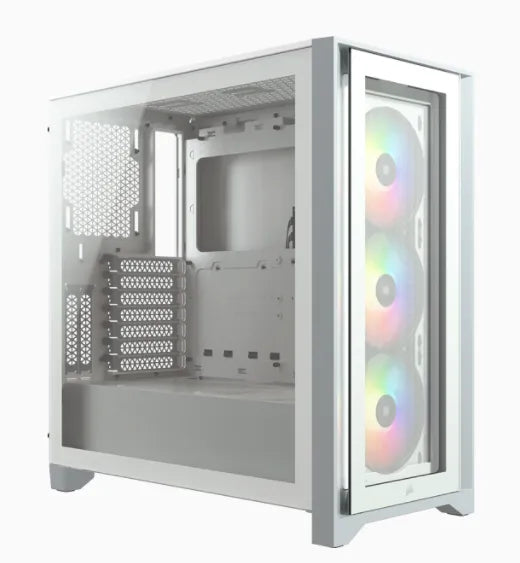 Corsair iCUE 4000X RGB, Midi Tower, PC, White, ATX, EATX, micro ATX, Mini-ITX, Plastic, Steel, Tempered glass, Gaming