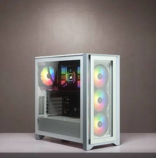 Corsair iCUE 4000X RGB, Midi Tower, PC, White, ATX, EATX, micro ATX, Mini-ITX, Plastic, Steel, Tempered glass, Gaming