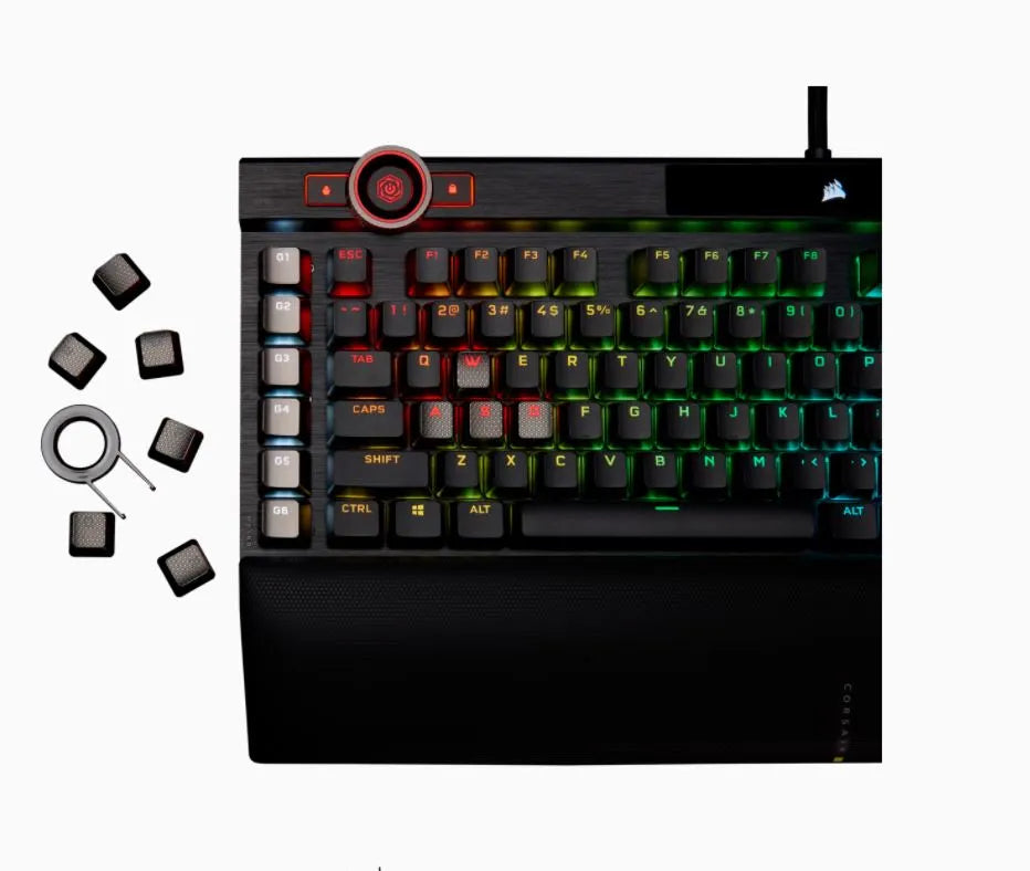 Corsair K100 RGB, Standard, USB, Mechanical, QWERTZ, RGB LED, Black