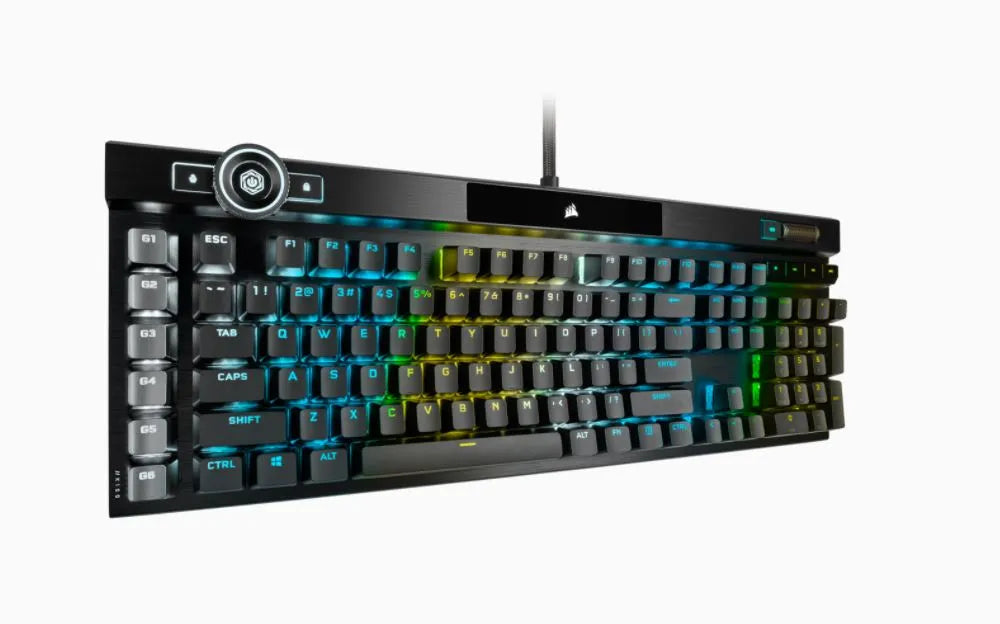 Corsair K100 RGB, Standard, USB, Mechanical, QWERTZ, RGB LED, Black