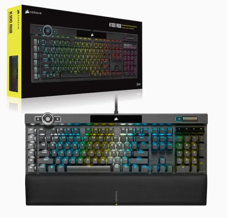 Corsair K100 RGB, Wired, USB, Mechanical, QWERTZ, RGB LED, Black