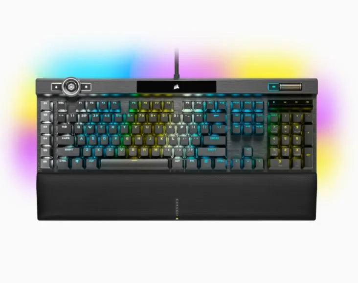 Corsair K100 RGB, Standard, USB, Mechanical, QWERTZ, RGB LED, Black