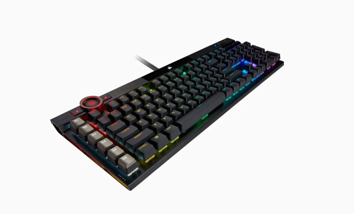 Corsair K100 RGB, Wired, USB, Mechanical, QWERTZ, RGB LED, Black