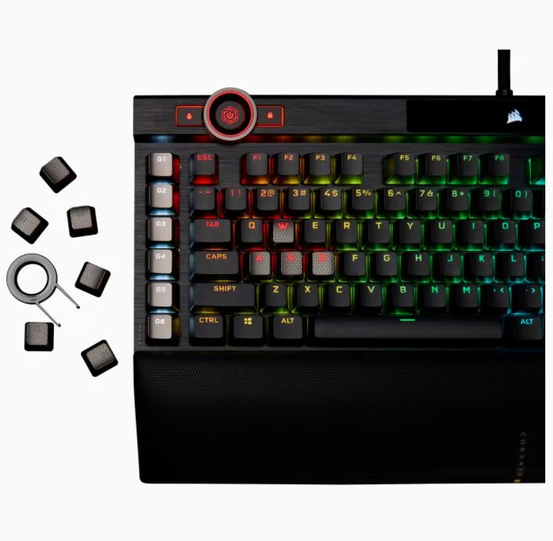 Corsair K100 RGB, Standard, USB, Mechanical, QWERTZ, RGB LED, Black