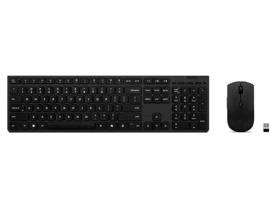 LENOVO Wireless Professional Rechargeable Combo|US English|AES Encryption|2.4Ghz Unified Dongle & Dual Blutooth|3yr Carry In