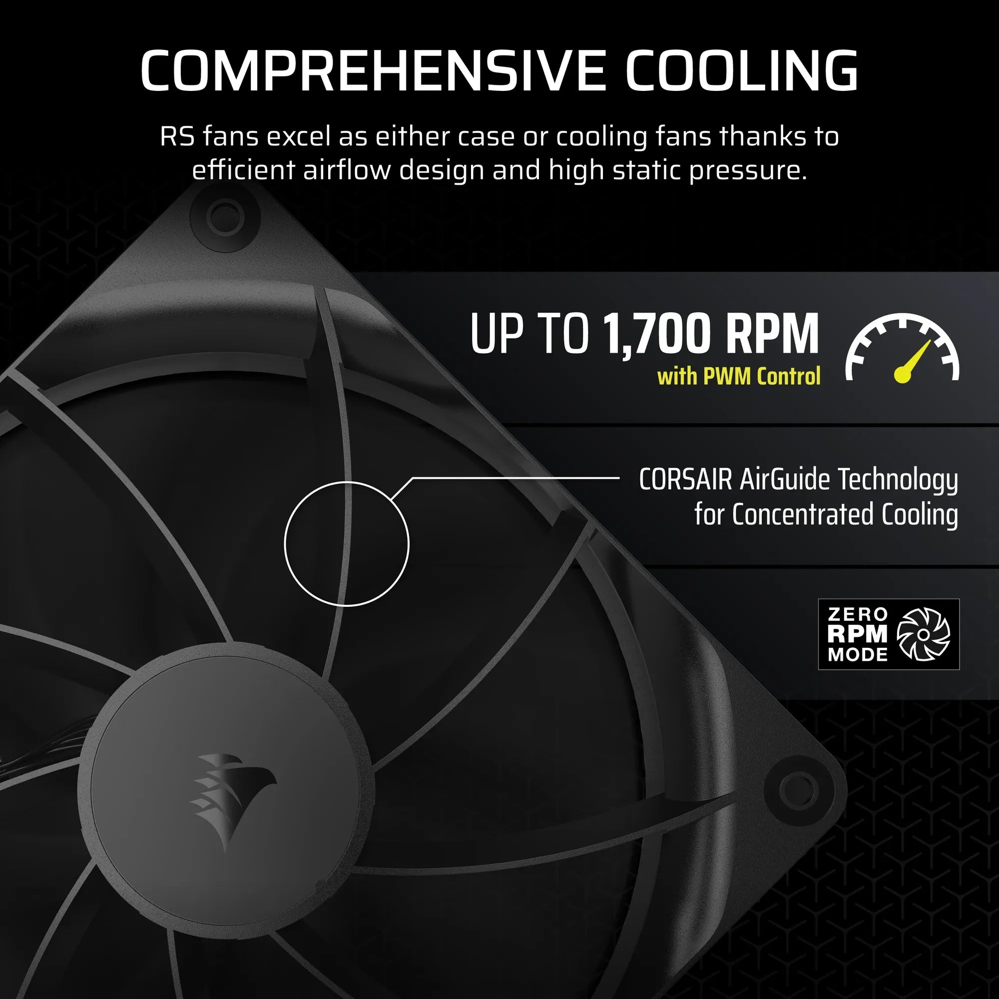 Corsair RS140, Fan, 14 cm, 330 RPM, 1700 RPM, 36 dB, 95.5 cfm