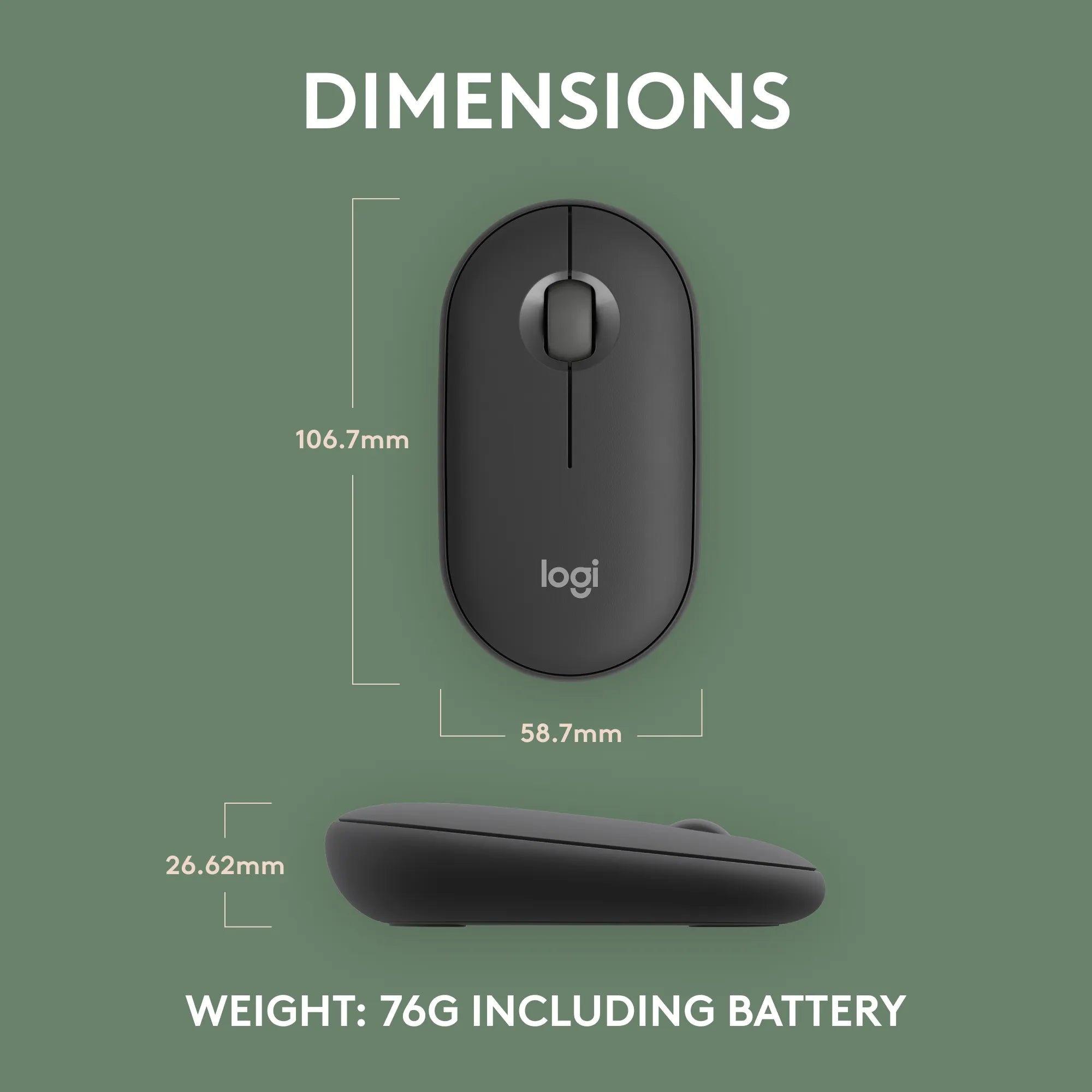 Logitech 910-007015, Ambidextrous, Optical, RF Wireless + Bluetooth, 4000 DPI, Graphite