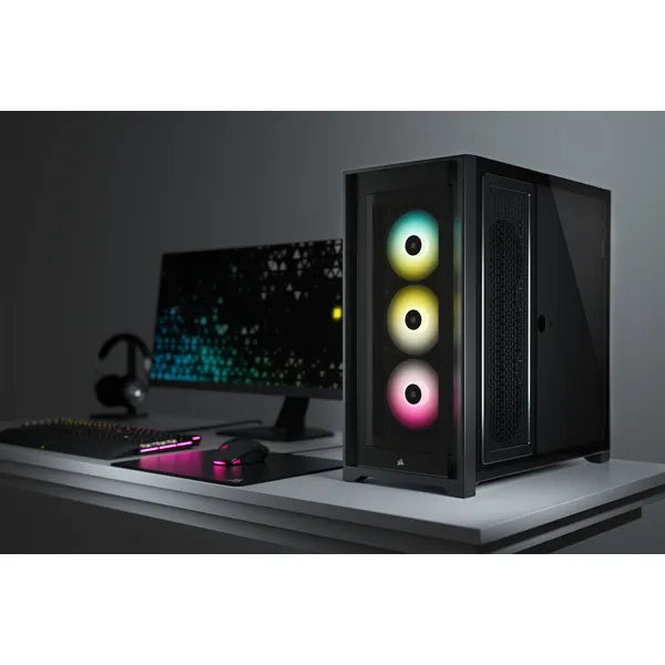 Corsair iCUE 5000X RGB, Midi Tower, PC, Plastic, Steel, Tempered glass, Black, ATX,EATX,ITX, Gaming