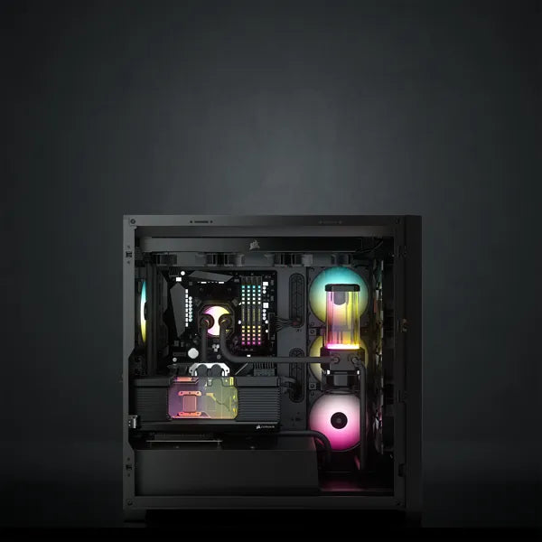 Corsair iCUE 5000X RGB, Midi Tower, PC, Plastic, Steel, Tempered glass, Black, ATX,EATX,ITX, Gaming