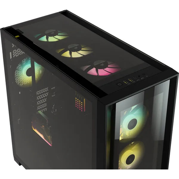 Corsair iCUE 5000X RGB, Midi Tower, PC, Plastic, Steel, Tempered glass, Black, ATX,EATX,ITX, Gaming