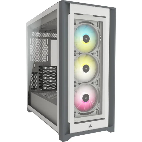 Corsair iCUE 5000X RGB, Midi Tower, PC, Plastic, Steel, Tempered glass, White, ATX,EATX,ITX, Gaming