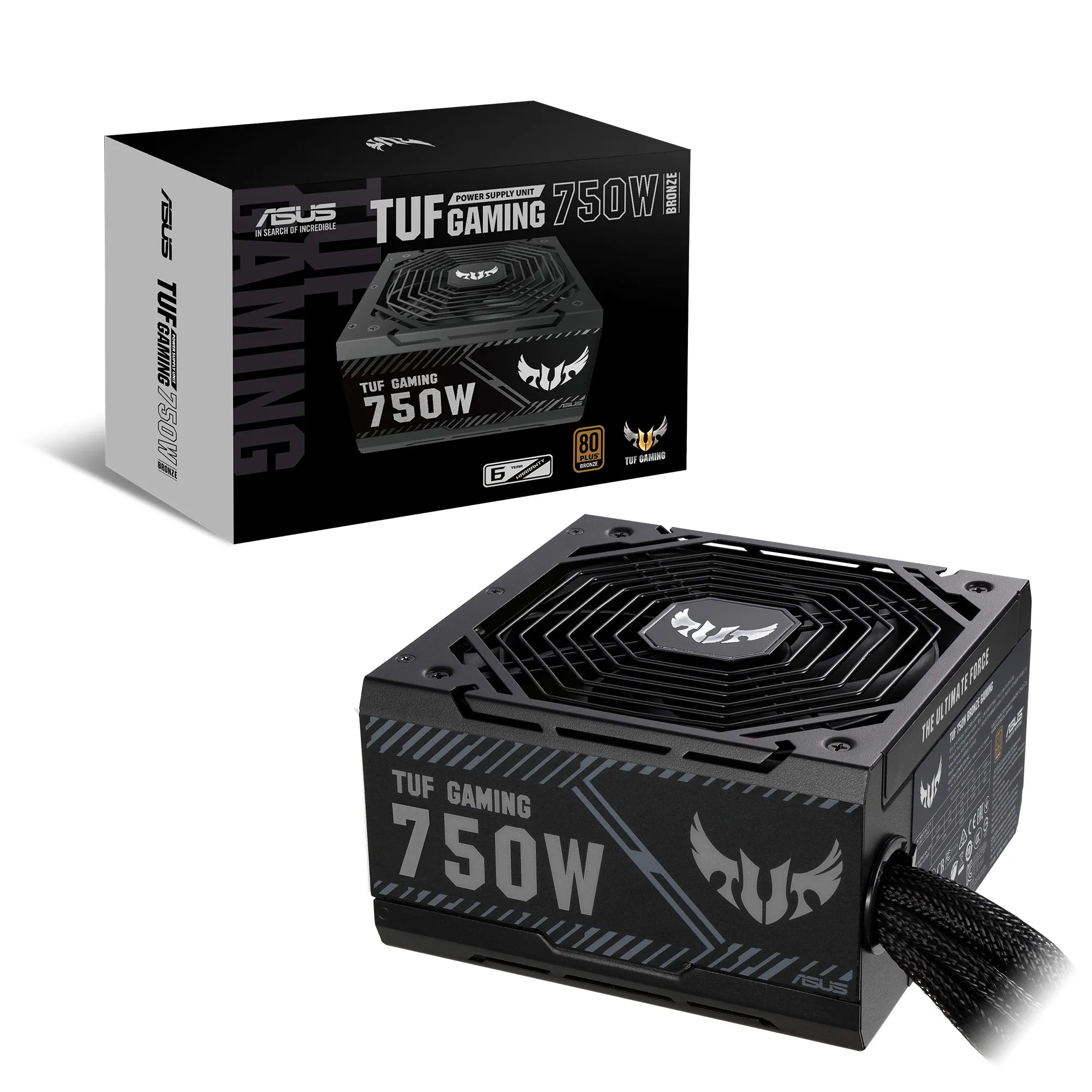 ASUS TUF-GAMING-750B, 750 W, 100 - 240 V, 20+4 pin ATX, PC, ATX, 80 PLUS Bronze