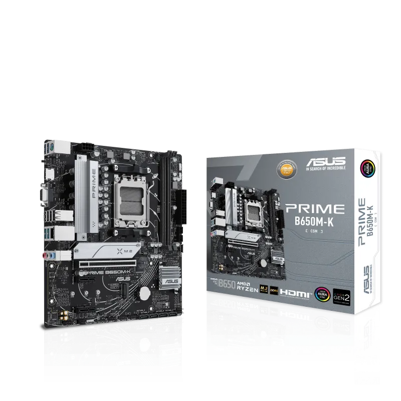 ASUS PRIME B650M-K, AMD, Socket AM5, AMD Ryzen™ 5, AMD Ryzen™ 7, AMD Ryzen 9 7th Gen, Socket AM5, DDR5-SDRAM, 96 GB