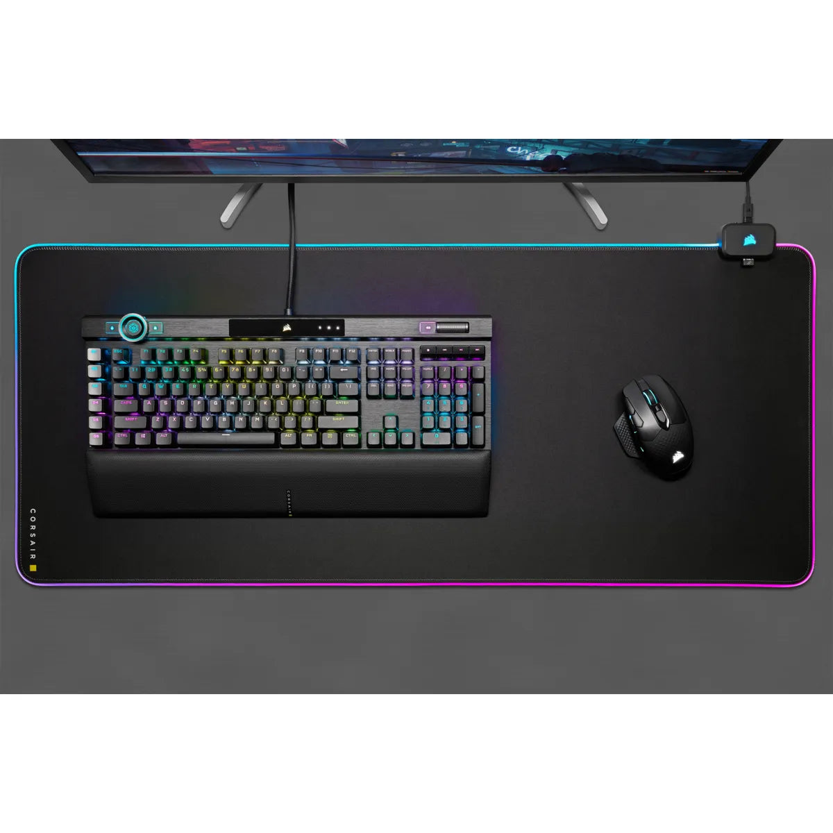 Corsair MM700 RGB, Black, Monotone, Rubber, USB powered, Non-slip base, Gaming mouse pad