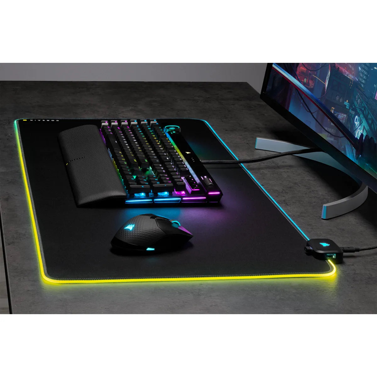 Corsair MM700 RGB, Black, Monotone, Rubber, USB powered, Non-slip base, Gaming mouse pad