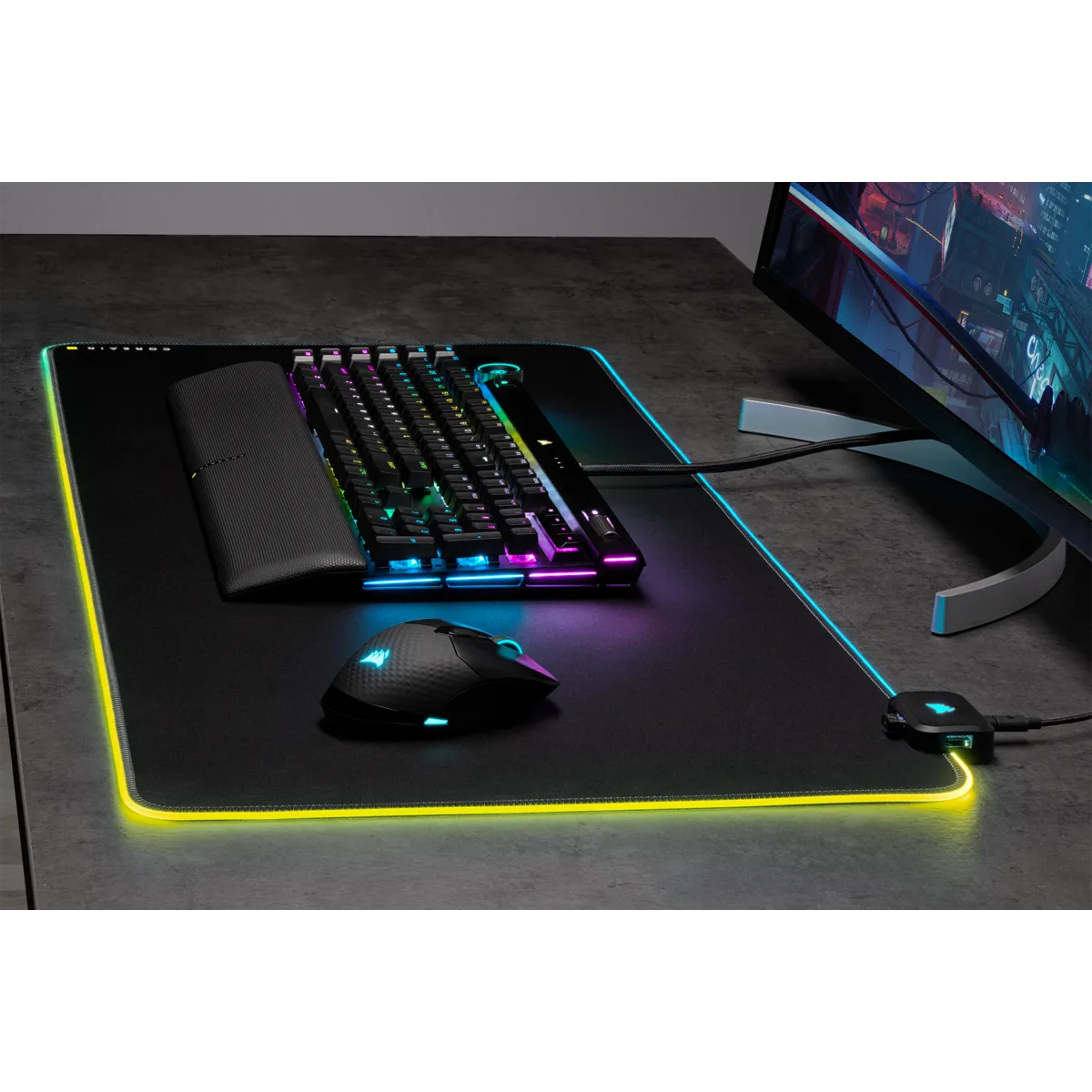 Corsair MM700 RGB, Black, Monochromatic, Rubber, USB powered, Non-slip base, Gaming mouse pad