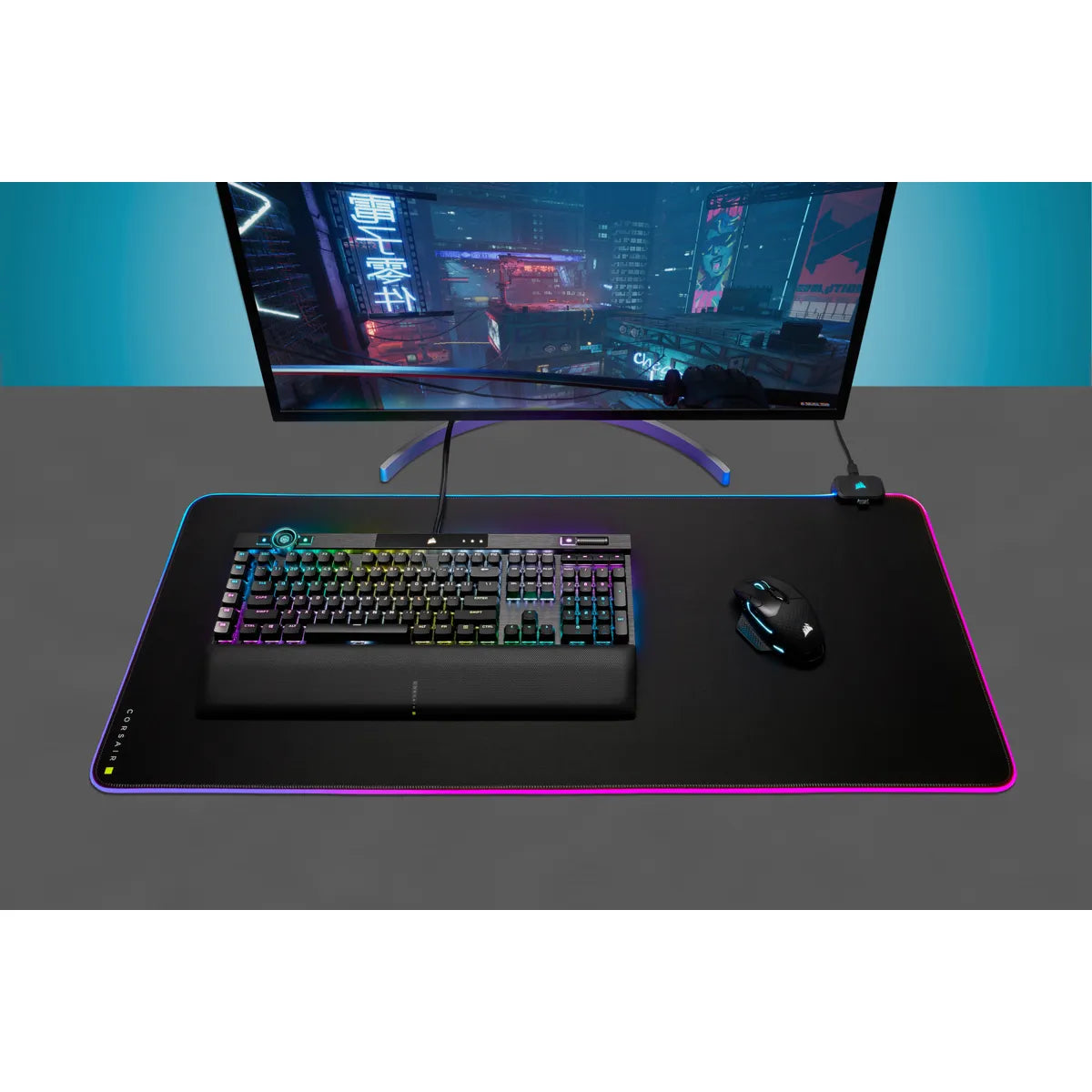 Corsair MM700 RGB, Black, Monotone, Rubber, USB powered, Non-slip base, Gaming mouse pad