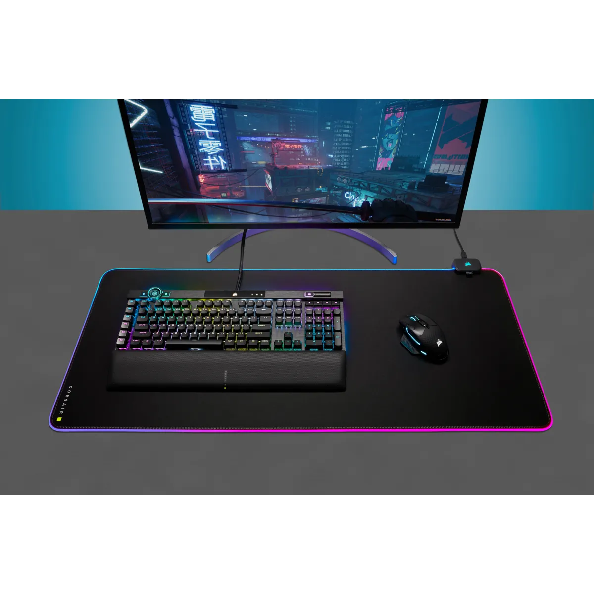 Corsair MM700 RGB, Black, Monochromatic, Rubber, USB powered, Non-slip base, Gaming mouse pad