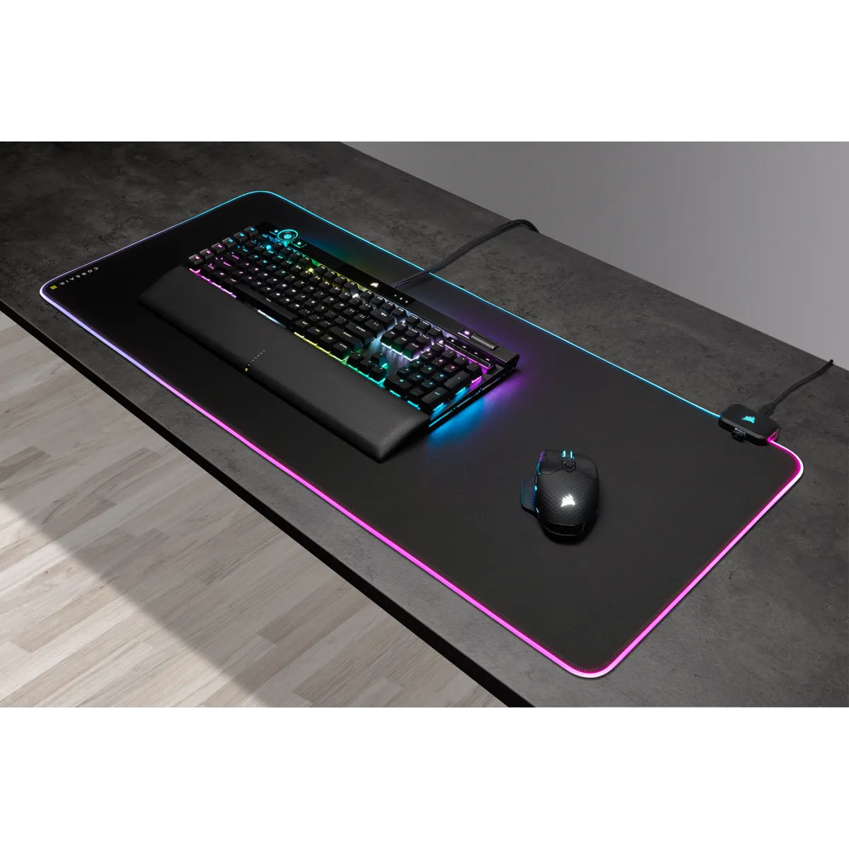 Corsair MM700 RGB, Black, Monochromatic, Rubber, USB powered, Non-slip base, Gaming mouse pad