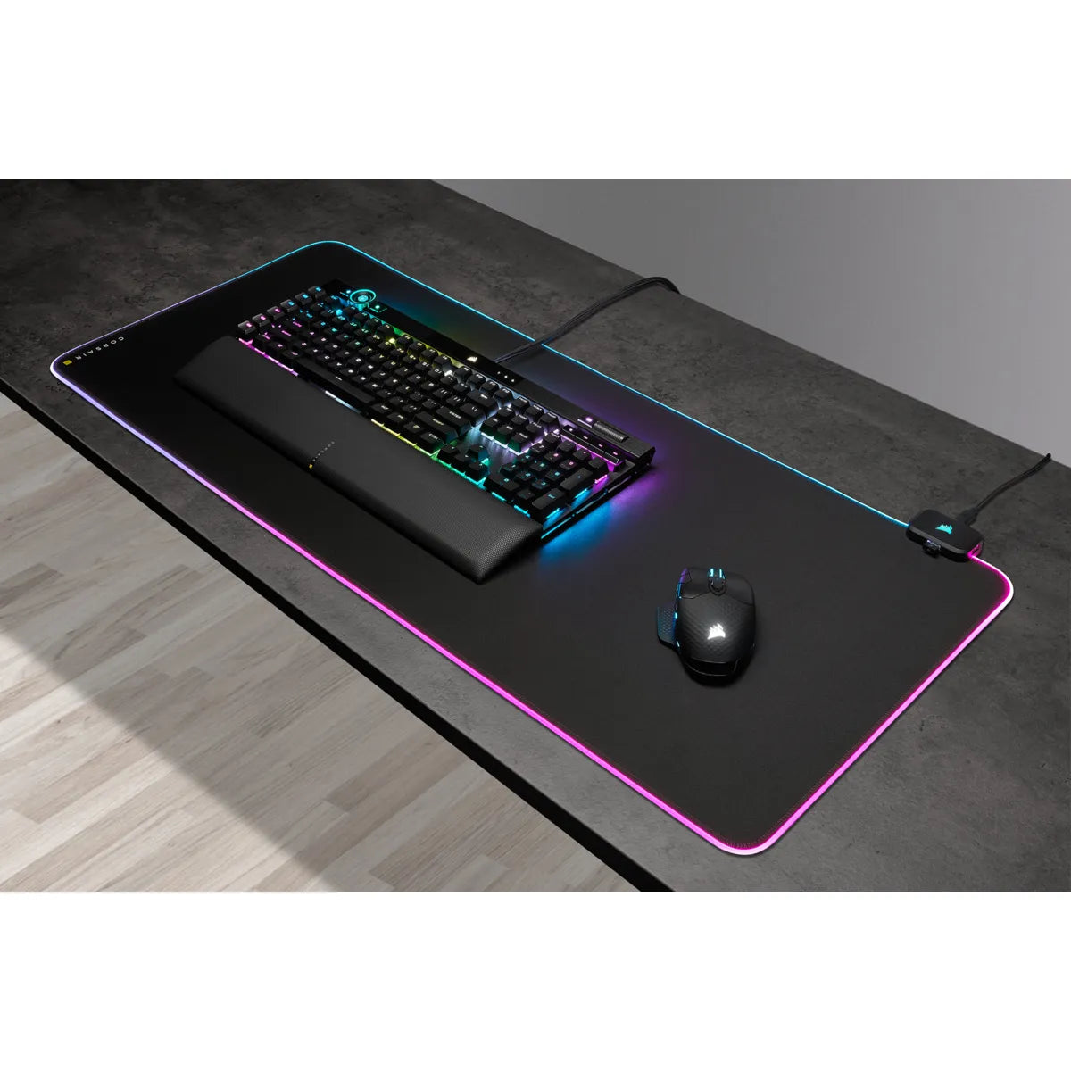 Corsair MM700 RGB, Black, Monotone, Rubber, USB powered, Non-slip base, Gaming mouse pad