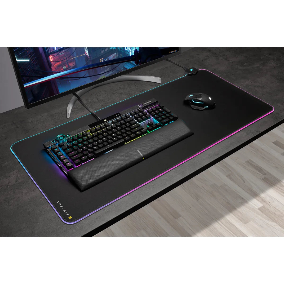 Corsair MM700 RGB, Black, Monotone, Rubber, USB powered, Non-slip base, Gaming mouse pad