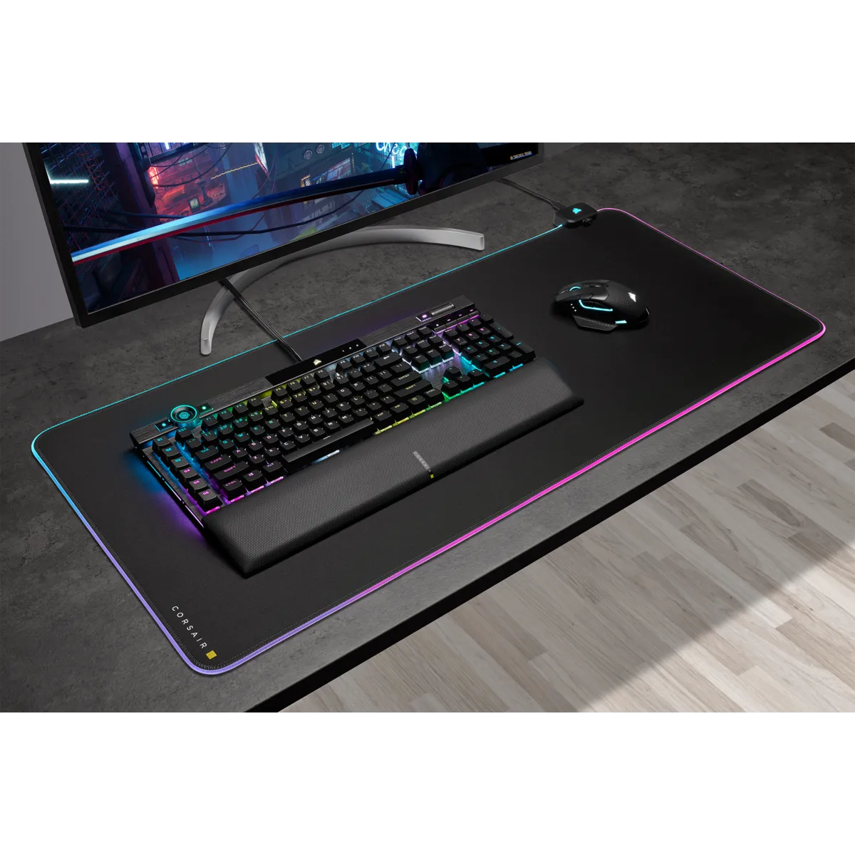 Corsair MM700 RGB, Black, Monochromatic, Rubber, USB powered, Non-slip base, Gaming mouse pad