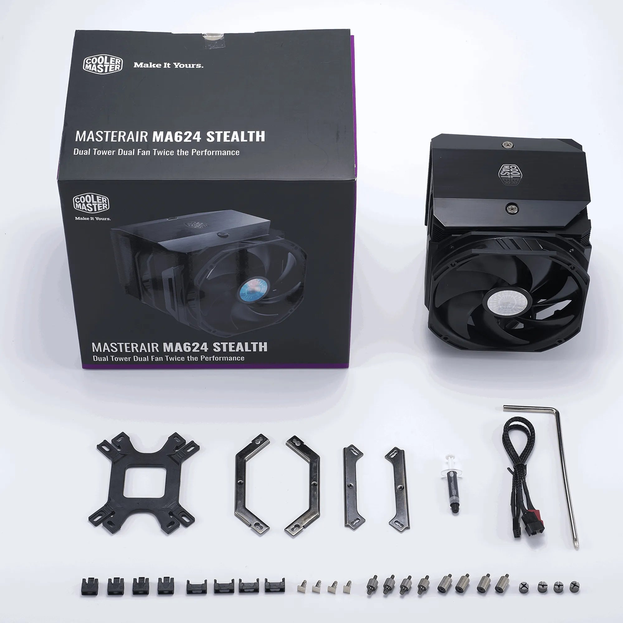 Cooler Master MasterAir MA624 Stealth, Cooler, 650 RPM, 1400 RPM, 10 dB, 27 dB, 67 cfm