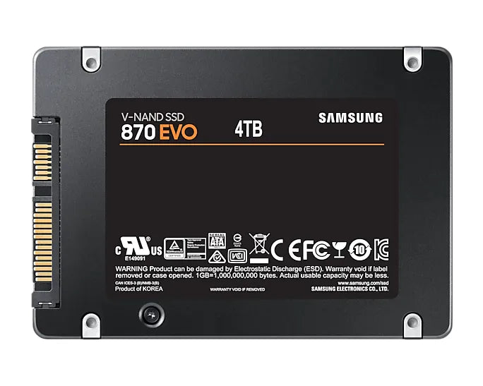 Samsung 870 EVO, 4000 GB, 2.5", 560 MB/s, 6 Gbit/s