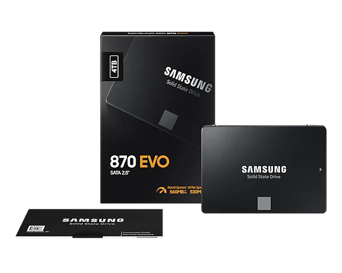 Samsung 870 EVO, 4 TB, 2.5", 560 MB/s, 6 Gbit/s