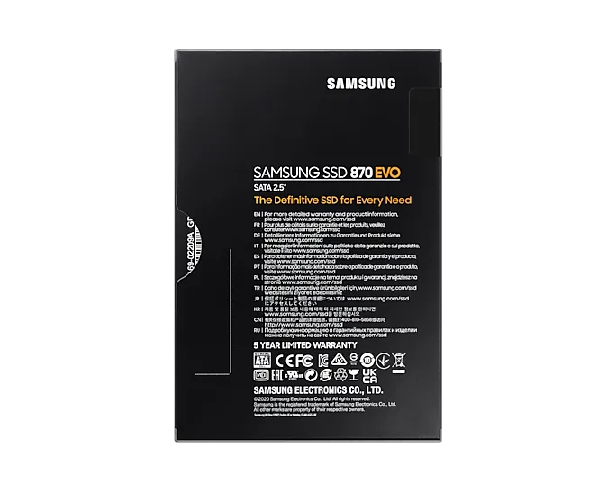 Samsung 870 EVO, 1 TB, 2.5", 560 MB/s, 6 Gbit/s