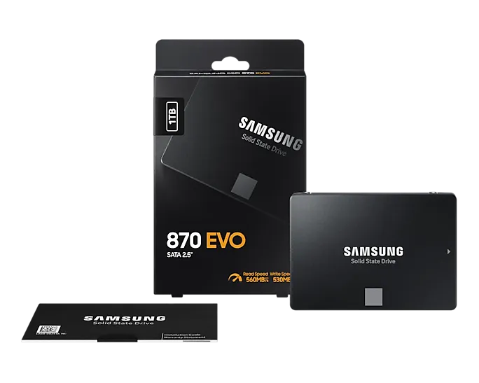 Samsung 870 EVO, 1 TB, 2.5", 560 MB/s, 6 Gbit/s