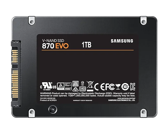 Samsung 870 EVO, 1 TB, 2.5", 560 MB/s, 6 Gbit/s