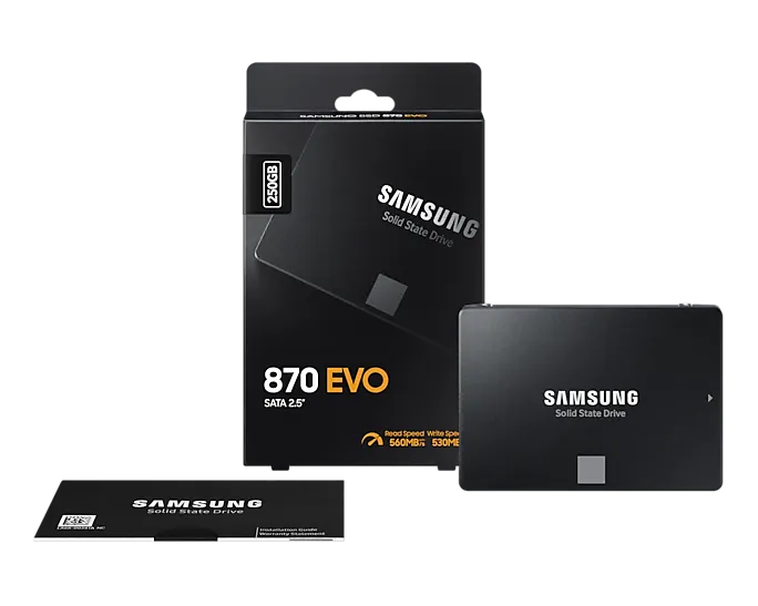 Samsung 870 EVO, 250 GB, 2.5", 560 MB/s, 6 Gbit/s