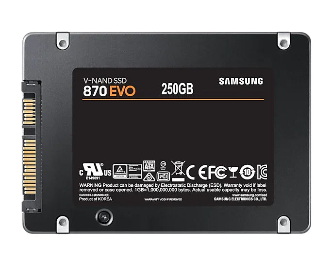 Samsung 870 EVO, 250 GB, 2.5", 560 MB/s