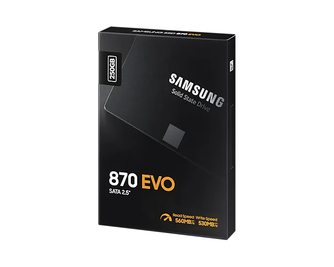 Samsung 870 EVO, 250 GB, 2.5", 560 MB/s, 6 Gbit/s