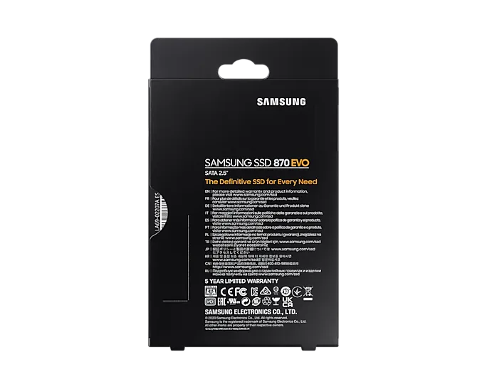 Samsung 870 EVO, 2 TB, 2.5", 560 MB/s, 6 Gbit/s