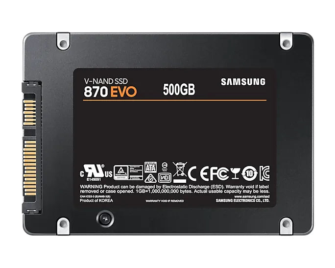 Samsung 870 EVO, 500 GB, 2.5", 560 MB/s, 6 Gbit/s