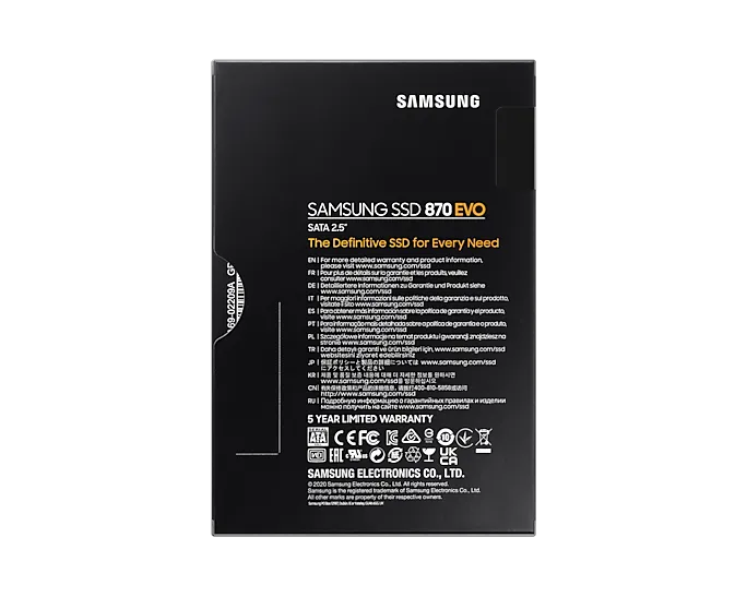 Samsung 870 EVO, 2 TB, 2.5", 560 MB/s, 6 Gbit/s