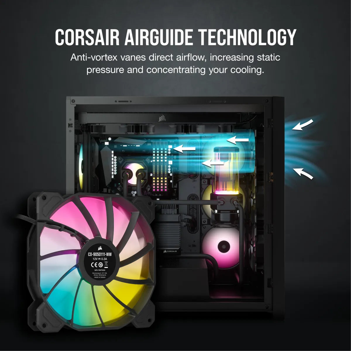 Corsair SP140 RGB ELITE, Fan, 14 cm, 450 RPM, 1200 RPM, 18 dB, 68.1 cfm