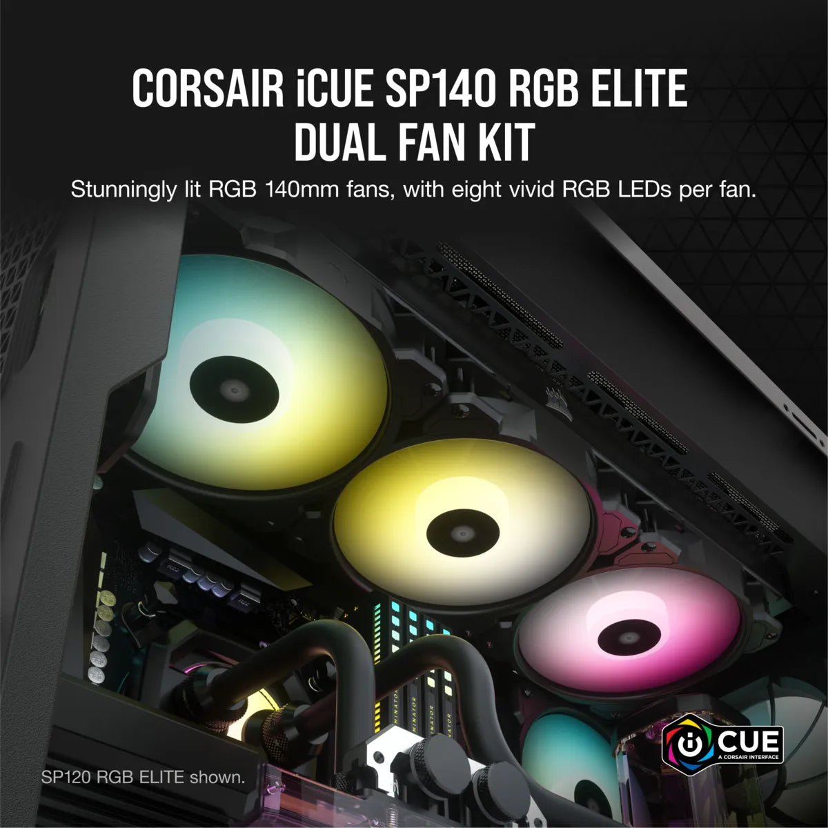 Corsair SP140 RGB ELITE, Fan, 14 cm, 450 RPM, 1200 RPM, 18 dB, 68.1 cfm