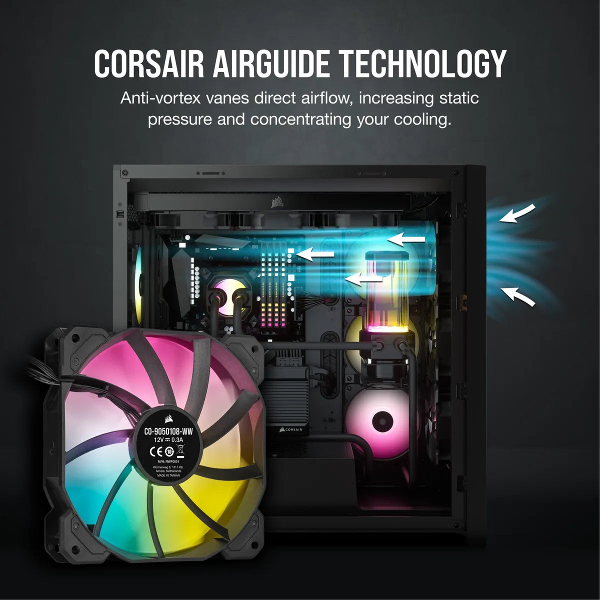 Corsair SP120 RGB ELITE, Fan, 12 cm, 400 RPM, 1500 RPM, 18 dB, 47.7 cfm