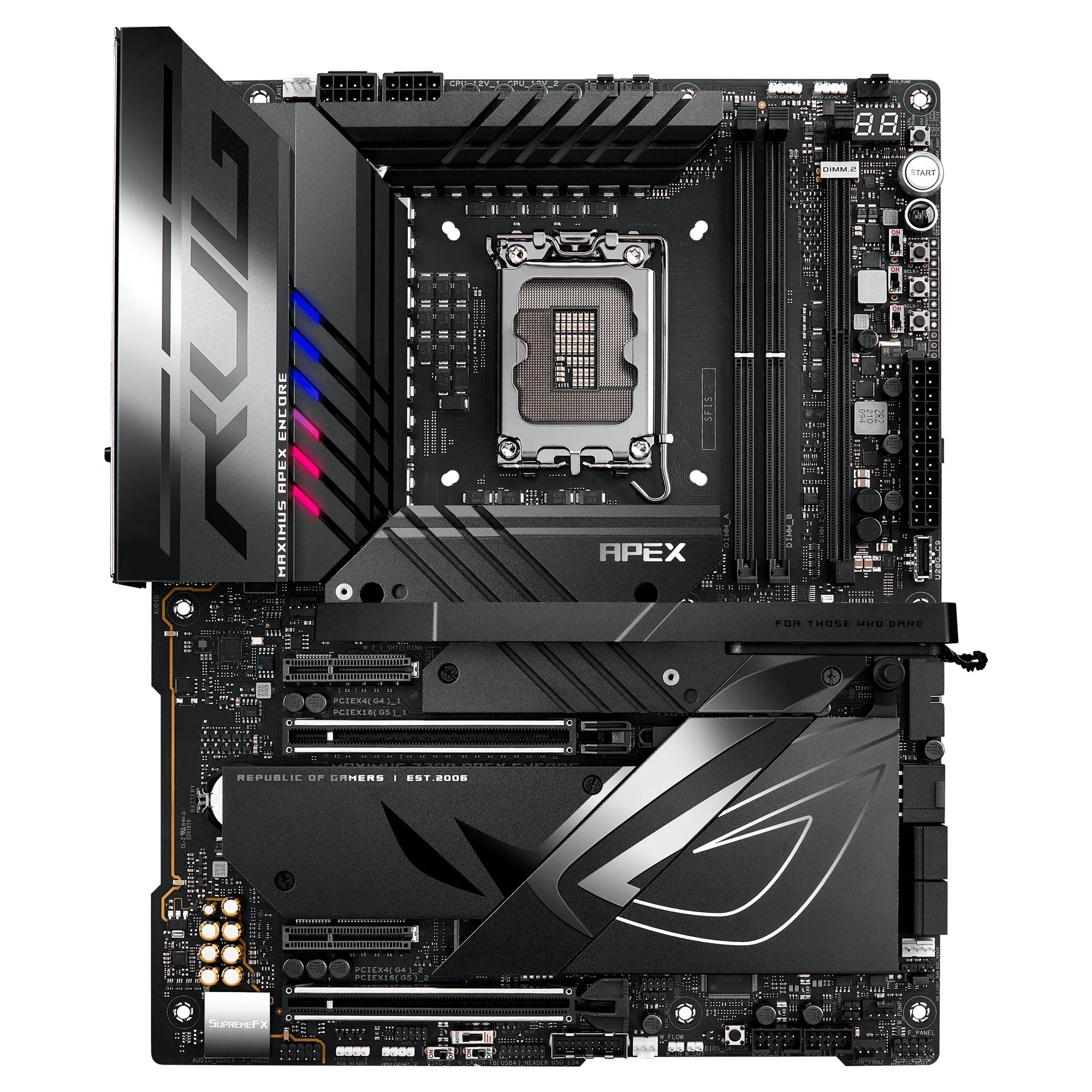 ASUS ROG MAXIMUS Z790 APEX ENCORE, Intel, LGA 1700, Intel® Celeron®, Intel® Core™ i3, Intel® Core™ i5, Intel® Core™ i7, Intel® Core™ i9,..., DDR5-SDRAM, 96 GB, DIMM