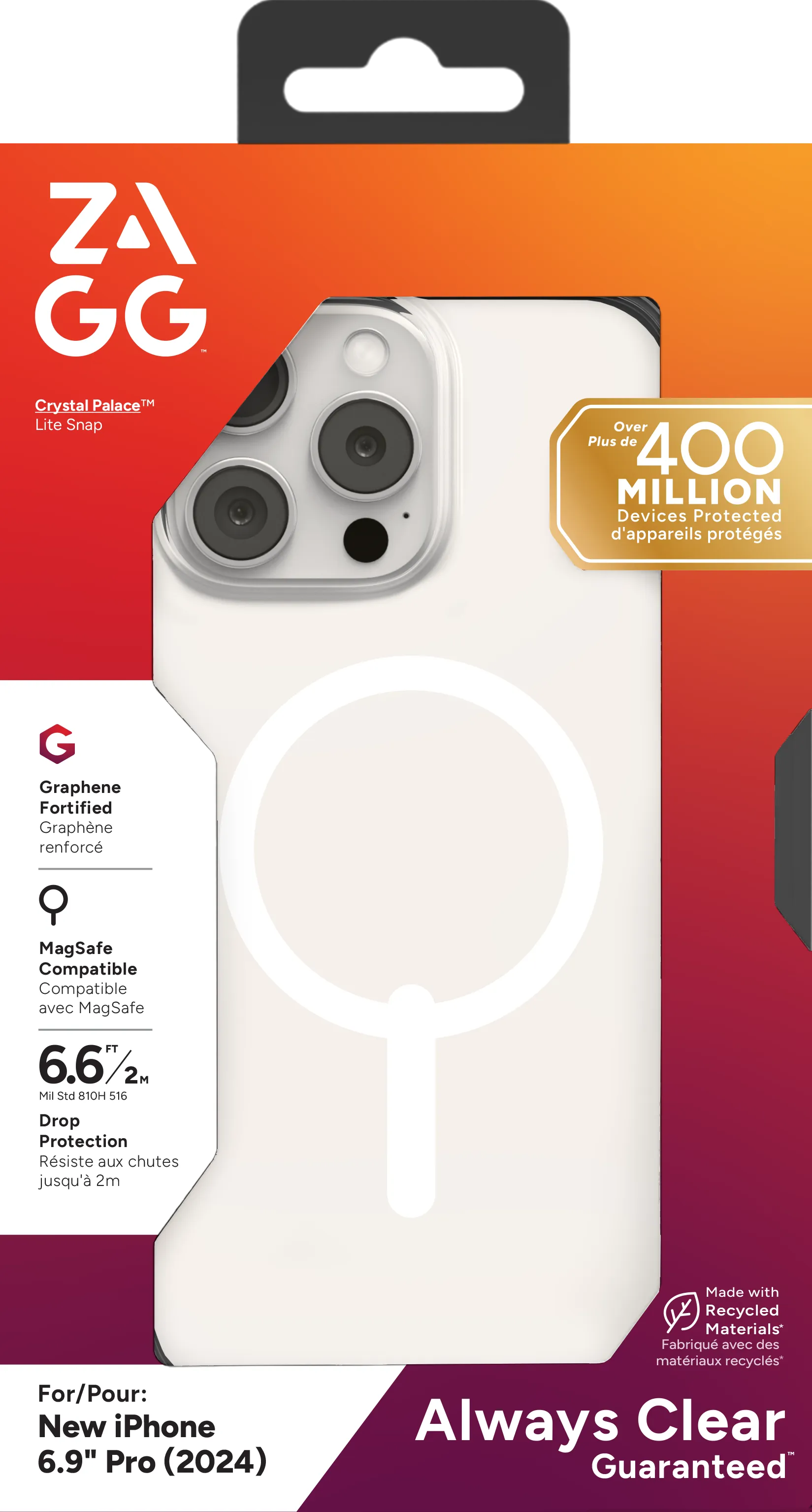 ZAGG Cases PH CrystlPal Lite Snap Apple  iP16 Pro Max  Clear