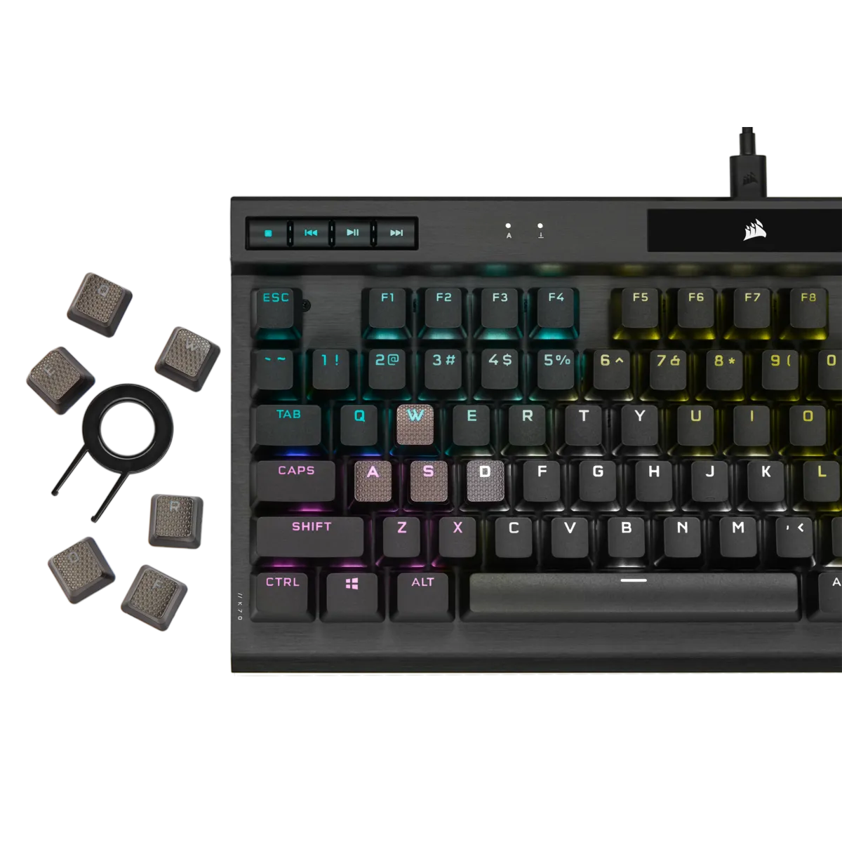 Corsair K70 RGB TKL, Wired, USB, Mechanical, QWERTY, RGB LED, Black