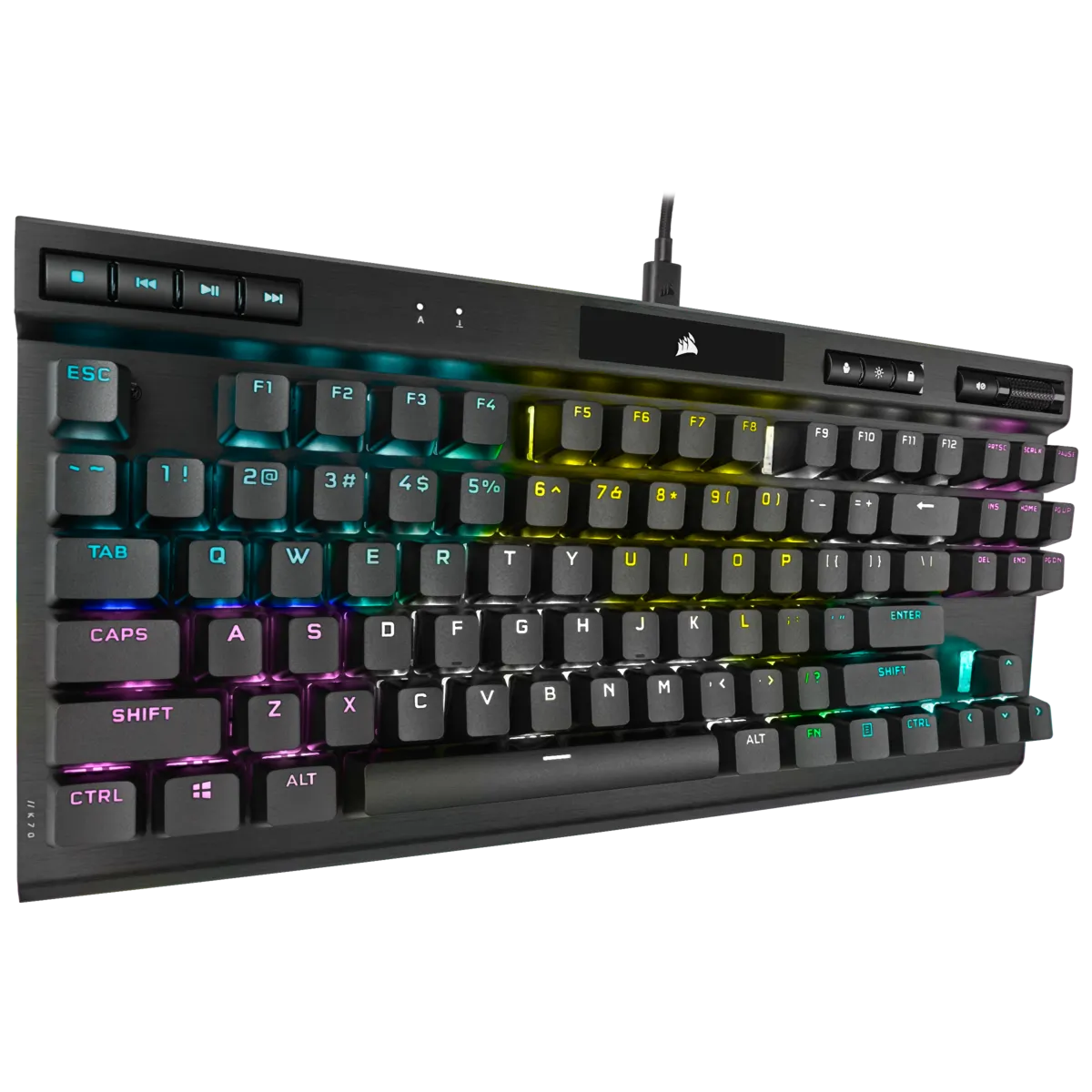Corsair K70 RGB TKL, Wired, USB, Mechanical, QWERTY, RGB LED, Black