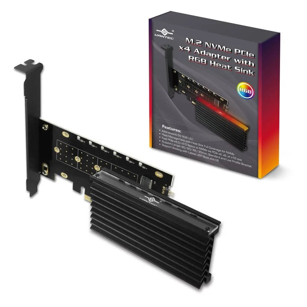 Vantec UGT-M2PC12-RGB, PCIe, M.2, Black, 0.5 m, Windows 10, Windows 7, Windows 8, Windows 8.1, 120 mm