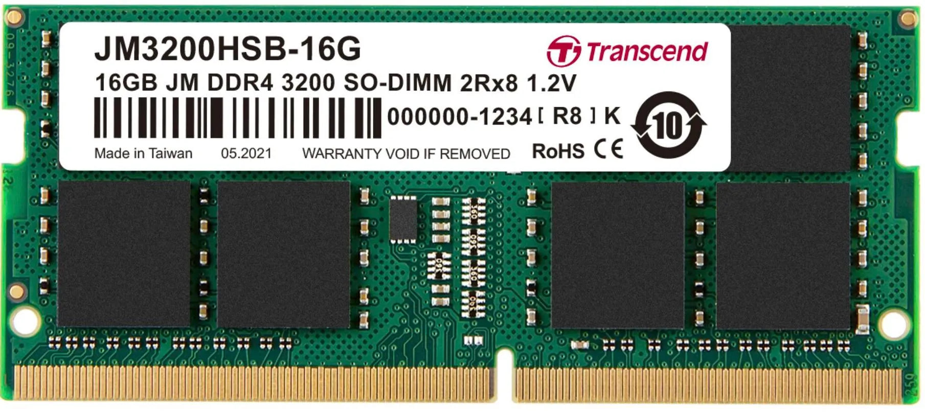 Transcend JetRam JM3200HSB-16G, 16 GB, DDR4, 3200 MHz, 260-pin SO-DIMM