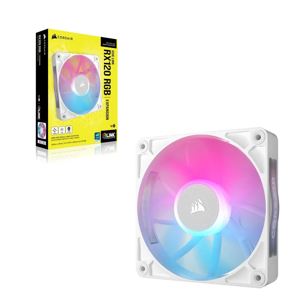 Corsair iCUE LINK RX120 RGB, Fan, 12 cm, 400 RPM, 2100 RPM, 36 dB, 73.5 cfm